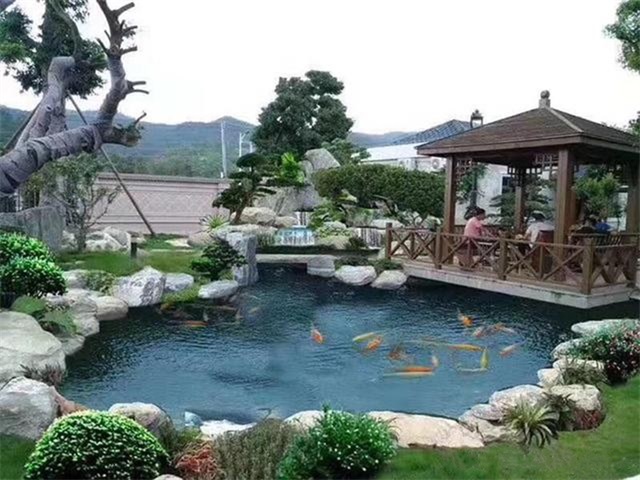 宜阳庭院鱼池假山设计